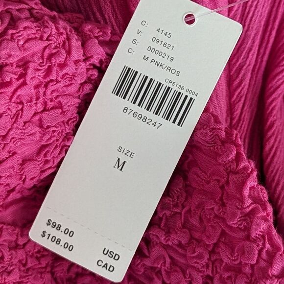 Anthropologie Crinkle Gauze Strapless Smocked Coverup Cut Out Beach Dress Sz M - Picture 9 of 13